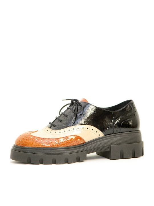 Leder Damen Oxfords in Schwarz Farbe