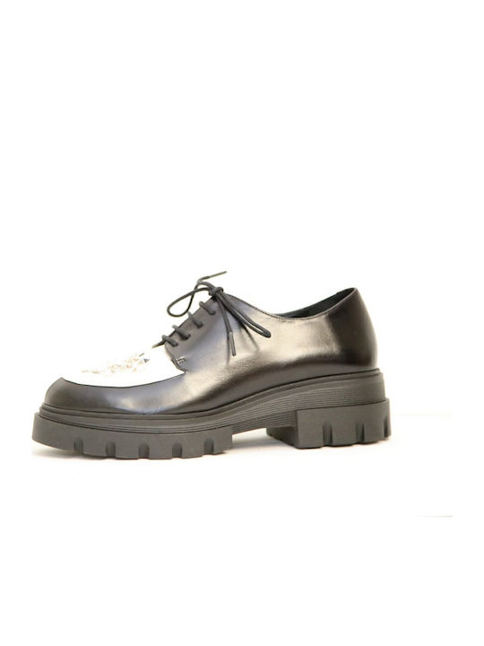 Leder Damen Oxfords in Schwarz Farbe