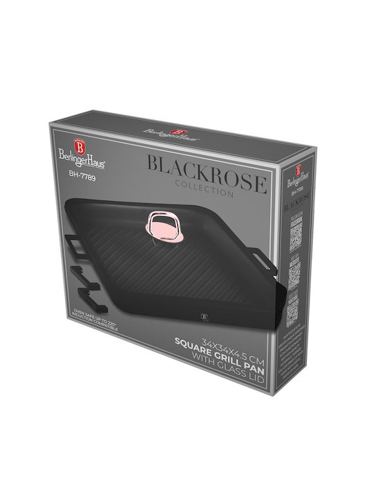 Berlinger Haus Black Rose Collection Grill from Aluminum with Lid with Non-Stick Coating 34cm