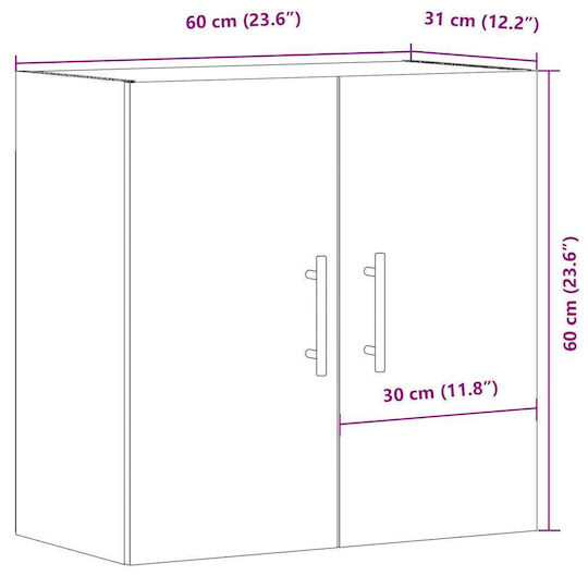 vidaXL Bathroom Cabinet L60xW31xH60cm Brown