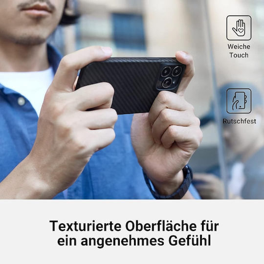 Pitaka Umschlag Rückseite Aramid Fiber 1.05mm Blau (iPhone 17 Pro / iPhone 16 Pro)