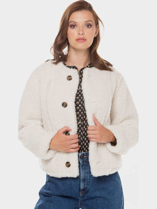 Caylin Women's Short Lifestyle Suede Jacket Double Sided for Winter Brown
