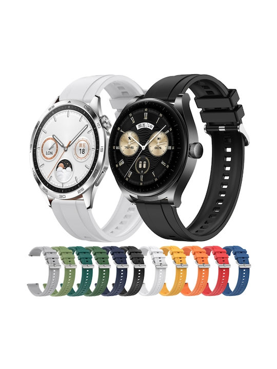 Каишка за часовник Huawei Watch 4 Pro с шарка на гума, сребърна катарама, тъмнозелен силикон