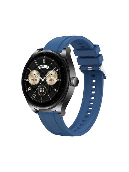 Huawei Watch 4 Pro Μοτίβο Ελαστικών Ασημένια Πόρπη Λουράκι Ρολογιού Σιλικόνης Μπλε