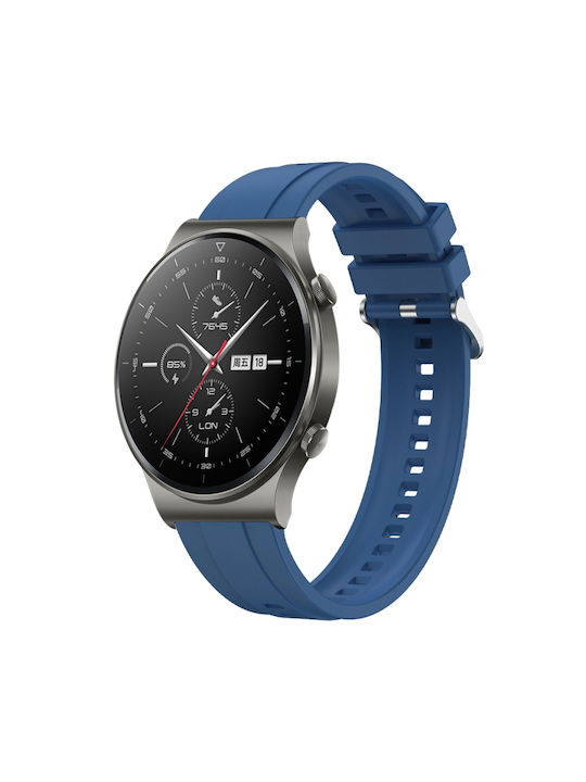 Huawei Watch 4 Pro Μοτίβο Ελαστικών Ασημένια Πόρπη Λουράκι Ρολογιού Σιλικόνης Μπλε