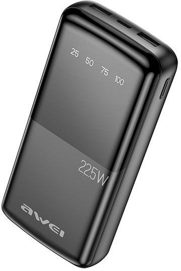 Awei P13K Power Bank 20000mAh 22.5W with 2 USB-A Ports and USB-C Port Black