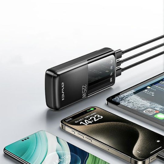Awei P13K Power Bank 20000mAh 22.5W with 2 USB-A Ports and USB-C Port Black
