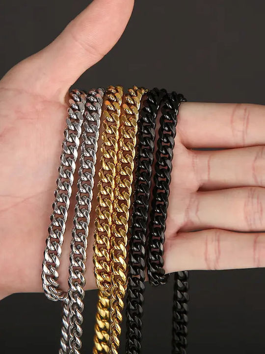 Jooliete Chunky Αλυσίδα Λαιμού από Ατσάλι Φαρδιά Πάχους 8mm και Μήκους 60cm