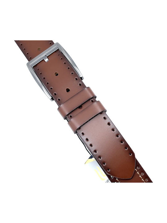 Wide Men's Belt Leather Tabac Brown