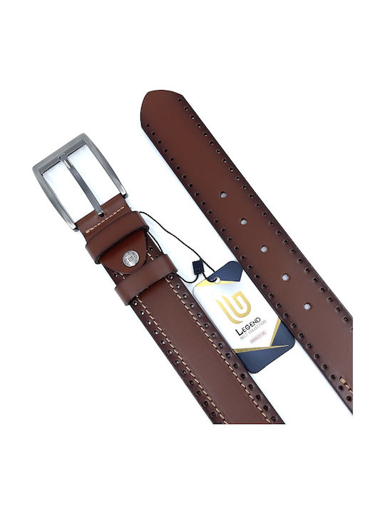 Wide Men's Belt Leather Tabac Brown