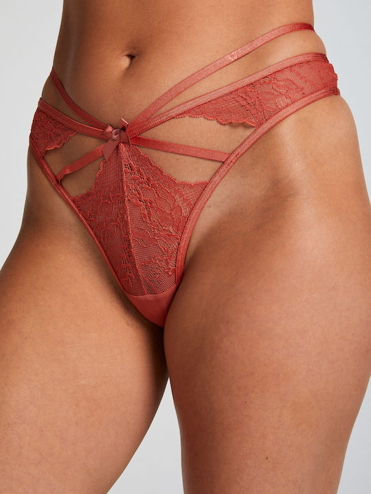 Hunkemöller Women's String with Lace Mineral Red