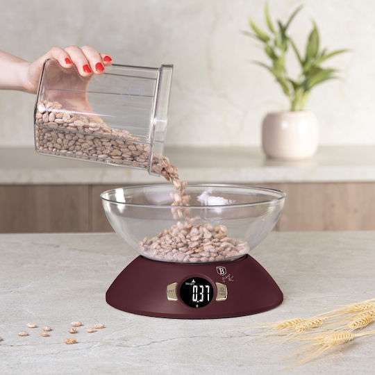 Berlinger Haus Ψηφιακή Ζυγαριά Κουζίνας με Κάδο έως 5kg Μπορντό