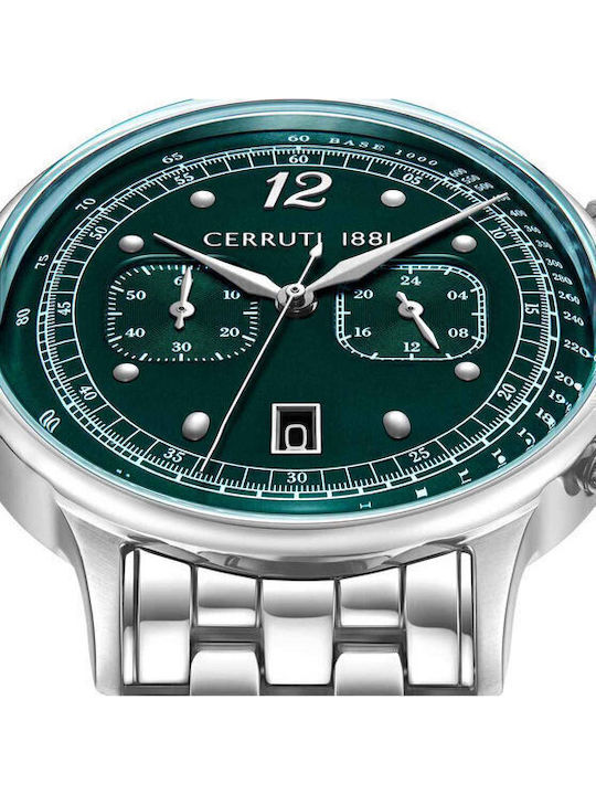 Cerruti Dervio Ανδρικό Ρολόι Χρονογράφος Μπαταρίας με Ασημί Μεταλλικό Μπρασελέ