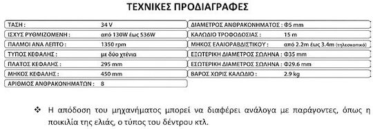 Gardenman Ελαιοραβδιστικό Μπαταρίας 33V 700W Τύπου Χτένα με Τηλεσκοπικό Κοντάρι έως 3m
