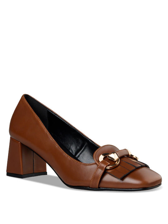 Envie Shoes Leather Brown Heels