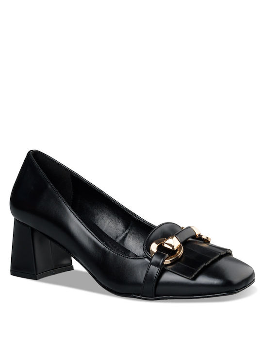 Envie Shoes Leather Black Heels