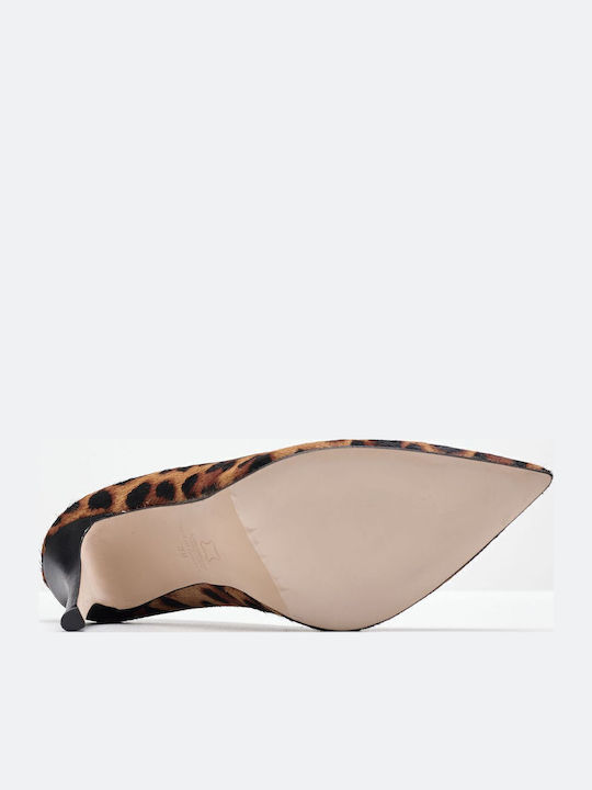 Δερμάτινες Γόβες Animal Print Καφέ