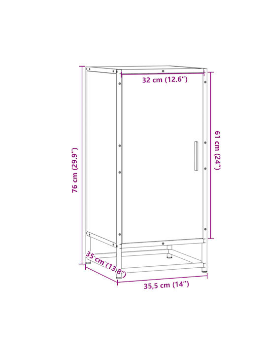 Wohnzimmer Nische aus Holz & Metall Grau Sonoma 35.5x35x76cm
