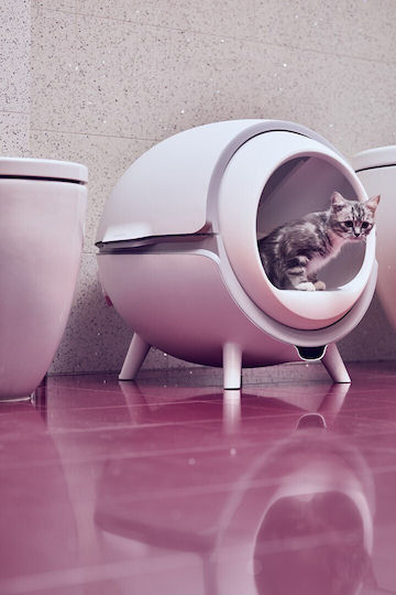 Tesla Smart Cat Toaletă Pisică Auto-curățare Albă L65.5 x l64.2 x Î60.5cm
