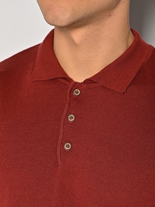 Long Sleeve Polo Sweater Bordeaux