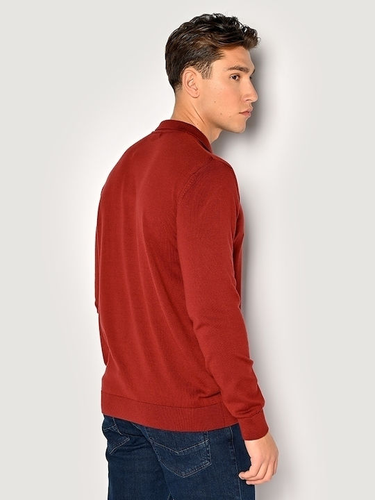Long Sleeve Polo Sweater Bordeaux