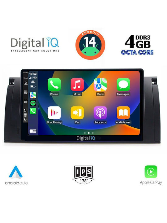 Digital IQ Car-Audiosystem für BMW Serie 5 (E39) / X5 (E53) 1997-2005 (Bluetooth/USB/AUX/WiFi/GPS/Apple-Carplay/Android-Auto) mit Touchscreen 9"