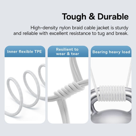 Baseus Gem USB 2.0 Cable USB-C Male - USB-C 100W PD White 2m P10373000211-01