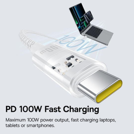 Baseus Ladekabel USB 2.0 USB-C männlich - USB-C 100W PD Weiß 1m