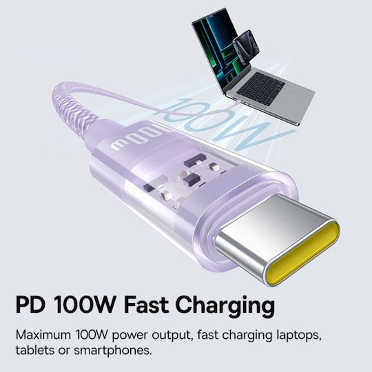 Baseus Ladekabel USB 2.0 USB-C männlich - USB-C 100W PD Lila 1m P10373000511-00