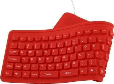 Silicone Keyboard Πληκτρολόγιο Αγγλικό US Κόκκινο