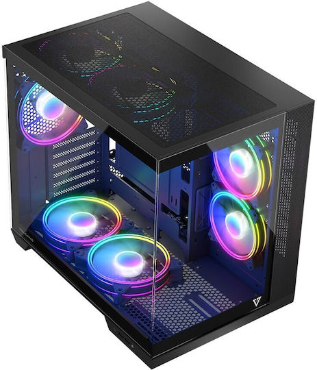 Modecom Panorama ARGB 7F Gaming Midi Tower Κουτί Υπολογιστή με Πλαϊνό Παράθυρο Μαύρο