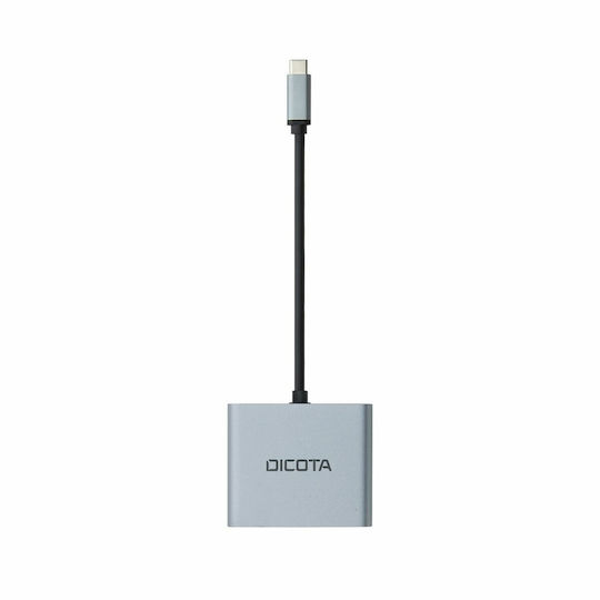 Dicota USB-C Docking Station με HDMI 4K PD και σύνδεση 2 Οθονών Γκρι (D32063)
