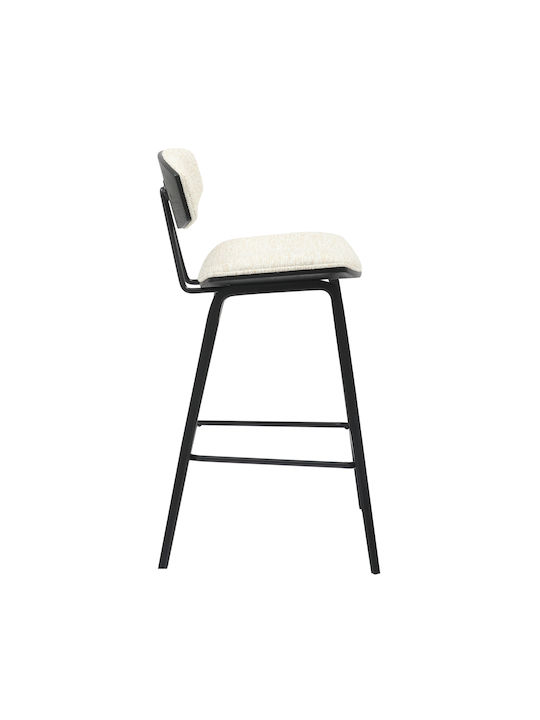 Hocker Bar mit Rückenlehne Metall Inover Black, Ecru 50.5x49x90cm