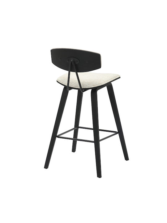 Hocker Bar mit Rückenlehne Metall Inover Black, Ecru 50.5x49x90cm
