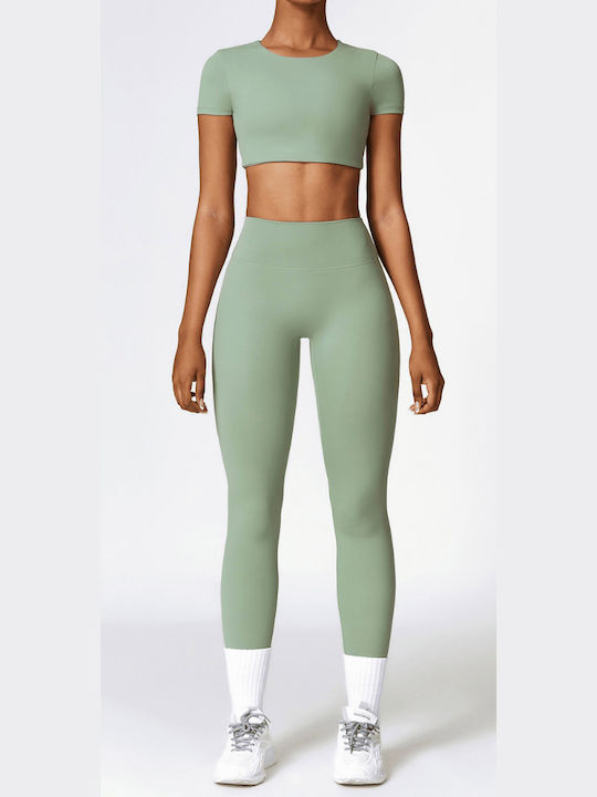 Amor Amor Set de femei cu Cropped Colanti Green