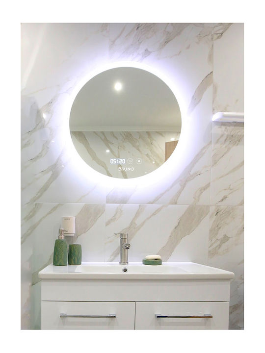 Bruno Round Bathroom Mirror Led Touch made of Metal 70x70cm