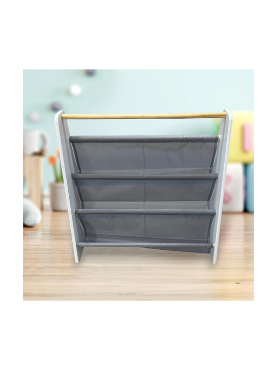 Bibliotecă Din Lemn Gri Pentru Pardoseală 60x25x60cm