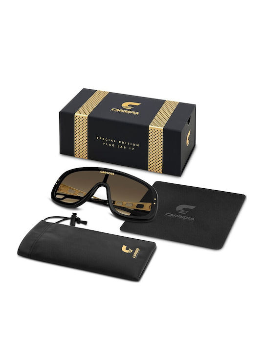 Carrera Unisex Sunglasses With Black Horn-Rimmed Frame And Grey Gradient Lens Flaglab 17 2M2/86