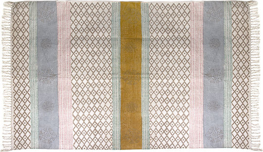 Zaros Block Print Rug Rectangular Cotton Pink/green