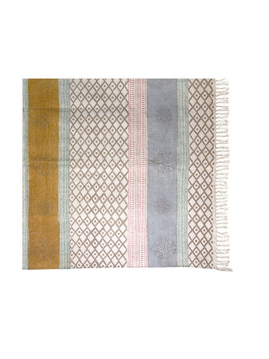 Zaros Block Print Килим Правоъгълена Памук Pink/green