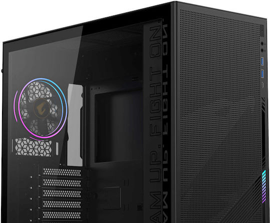 Gigabyte Aorus C400 Glass Gaming Midi Tower Κουτί Υπολογιστή με Πλαϊνό Παράθυρο και RGB Φωτισμό Μαύρο