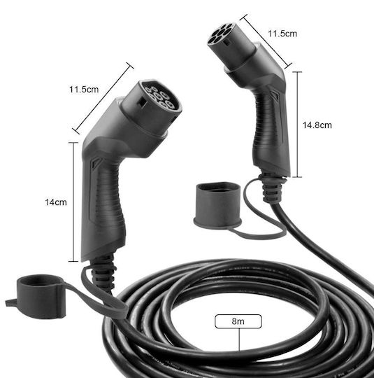 JBM Electric Car Single Phase Charging Station Cable 5m Type 2 - Type 2 54055