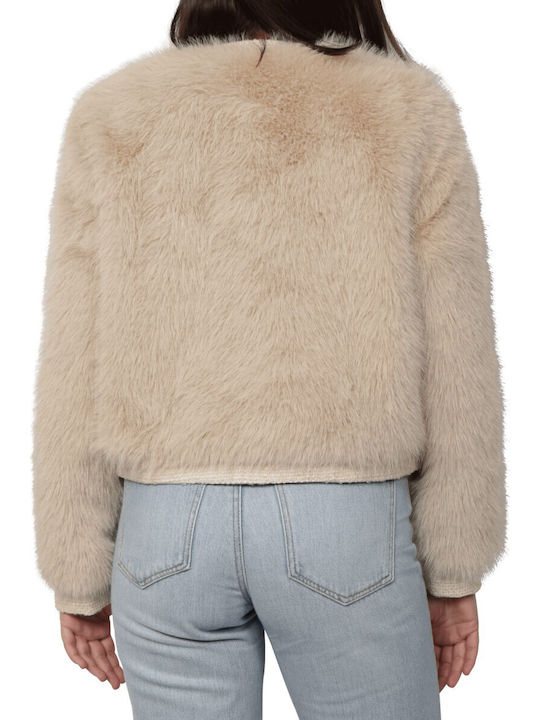 Only Women's Short Fur Beige