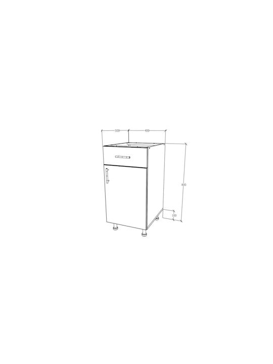 Corp Επιδαπέδιο Ντουλάπι με Πάγκο Εργασίας Glossy Grey/white 40x50x80εκ.