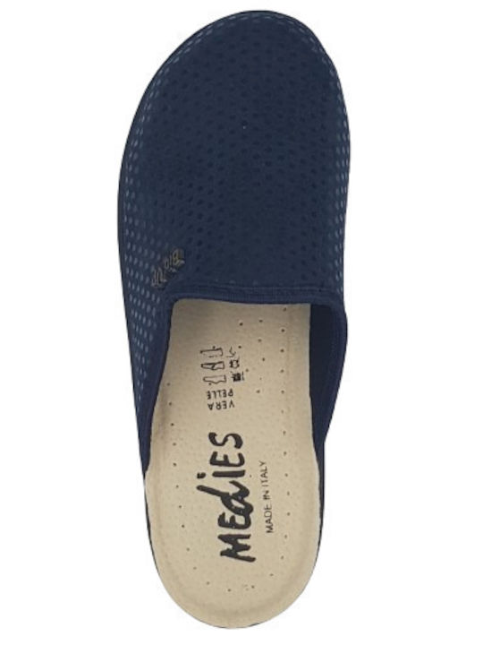 Anatomische Lederne Damen Hausschuhe Blau