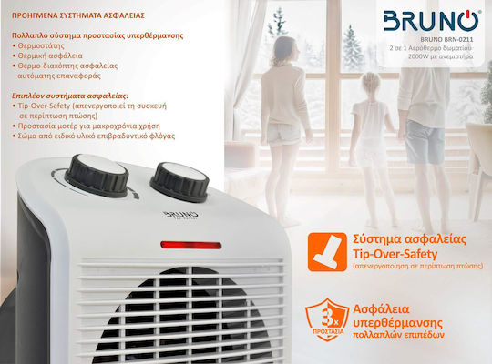 Bruno Fan Heater Room Floor White 2000W