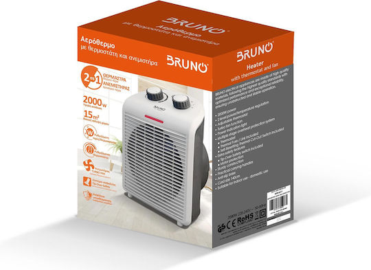 Bruno Fan Heater Room Floor White 2000W