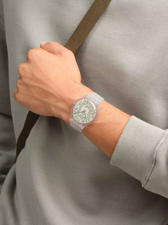 Swatch Keith Haring From The Archive Γυναικείο Ρολόι 41mm Μπαταρίας με Λευκό Καουτσούκ Λουράκι