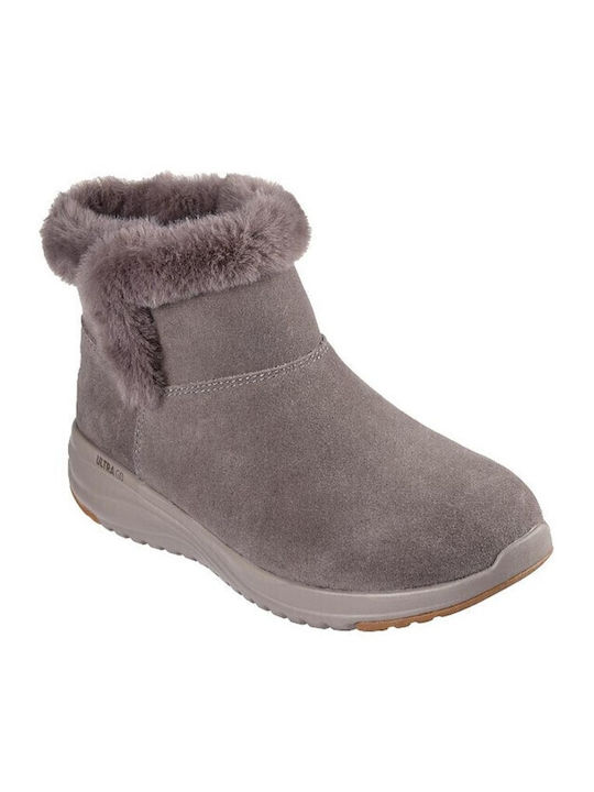 Stellar Suede Γυναικεία Μποτάκια με Γούνα Καφέ