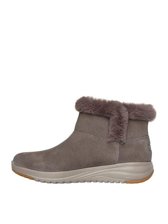 Stellar Suede Γυναικεία Μποτάκια με Γούνα Καφέ